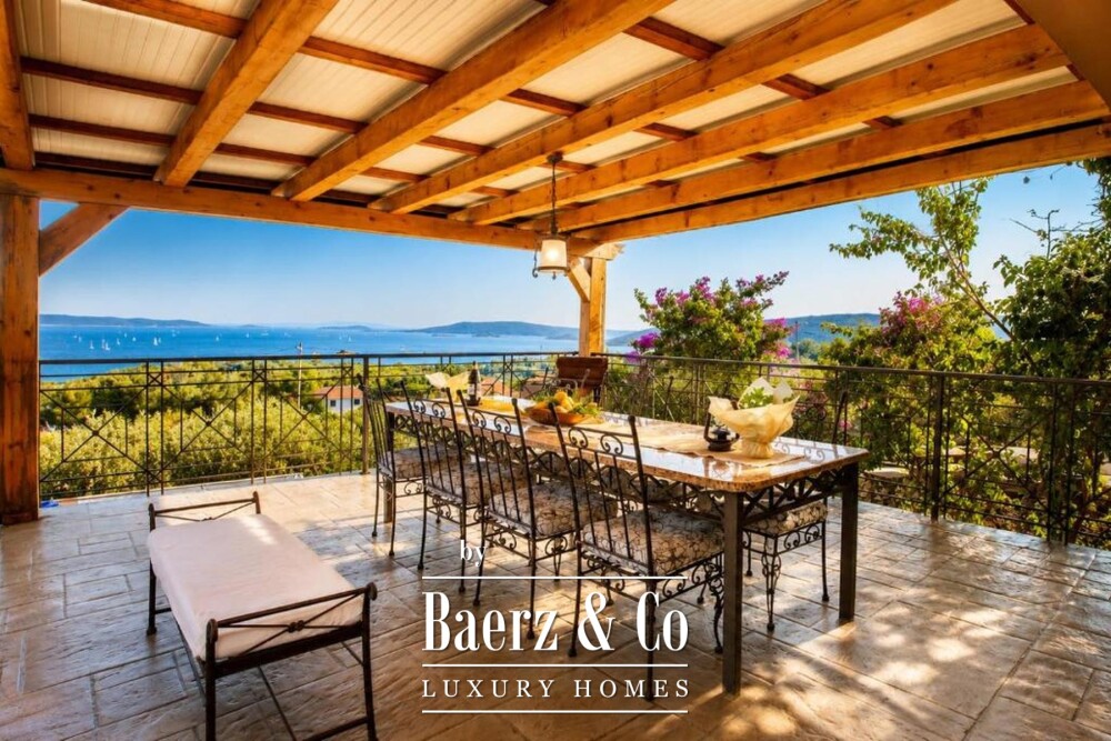 Trogir area, stone villa with a swimming pool and a Mediterranean garden image