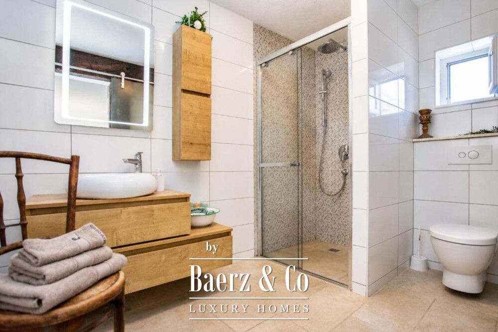 Trogir area, stone villa with a swimming pool and a Mediterranean garden image